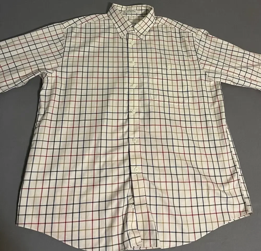 Orvis Plaid Button Down Dress Shirt 100% Cotton Men’s XL Long Sleeve